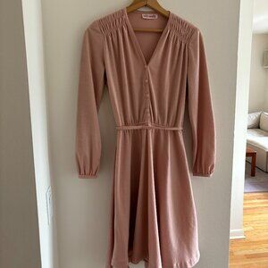 Vintage 70s 80s Dusty Pink Vicky Vaughn Cinch Waist Dress